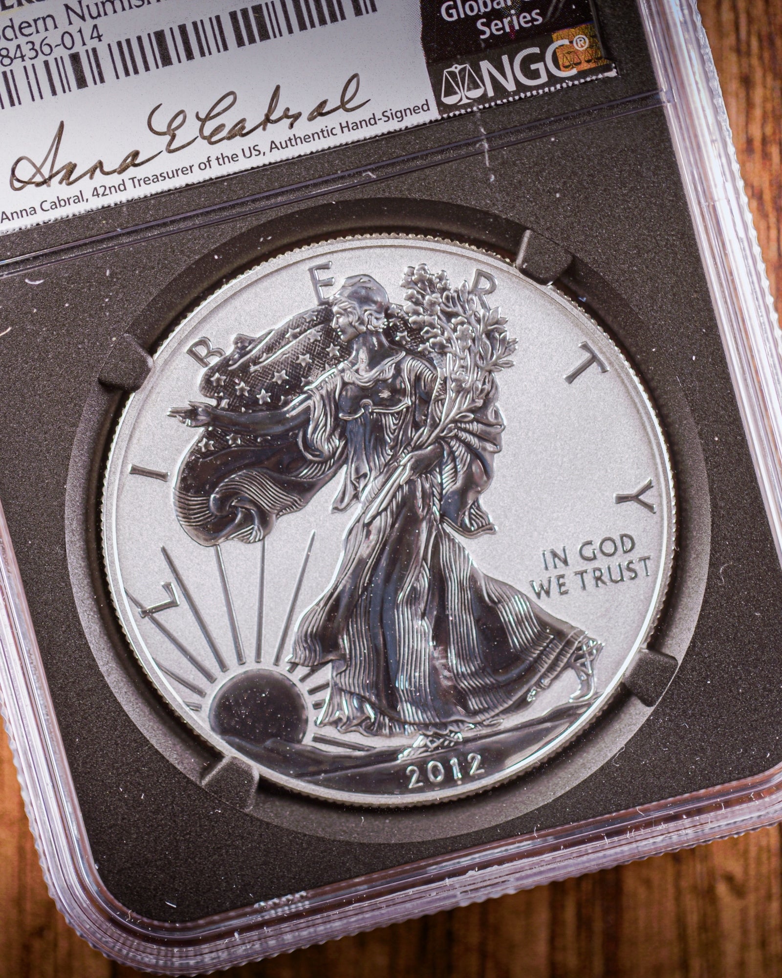 2012 "S" 75th Anniversary Silver American Eagle 2-Coin Set | NGC "Modern Numismatic Masterpieces" PF70 | Anna Cabral Autographed