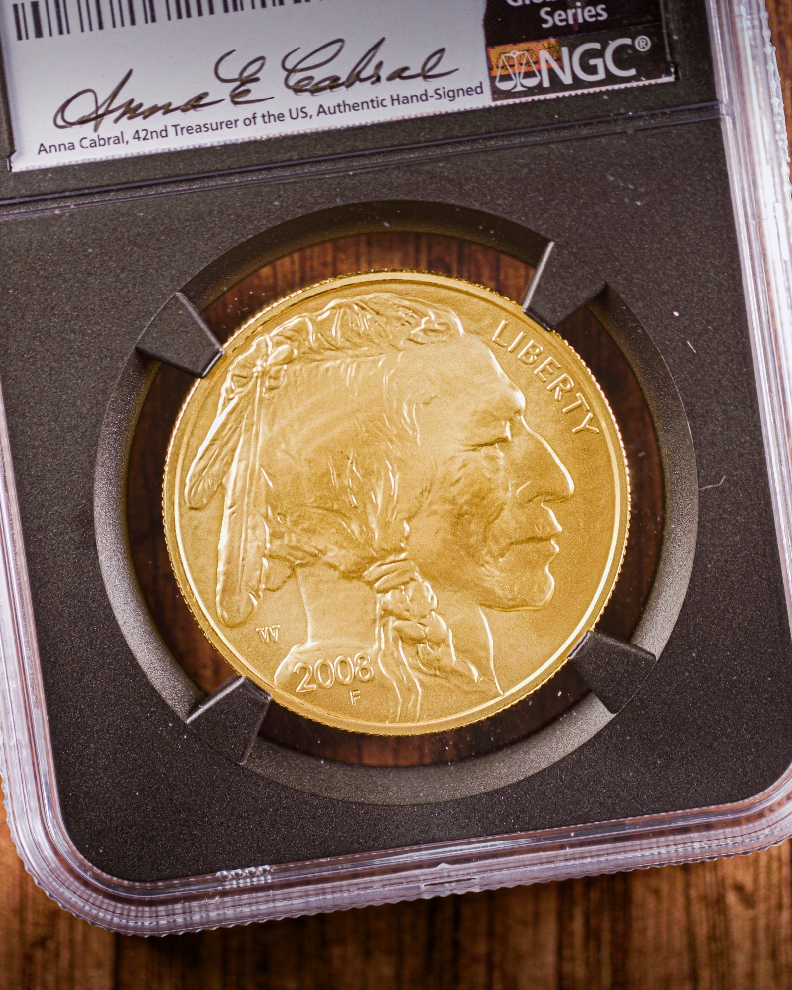 2008 W 4PC Burnished Gold Buffalo Set | NGC "Modern Numismatic Masterpieces" MS70 | Anna Cabral Autographed