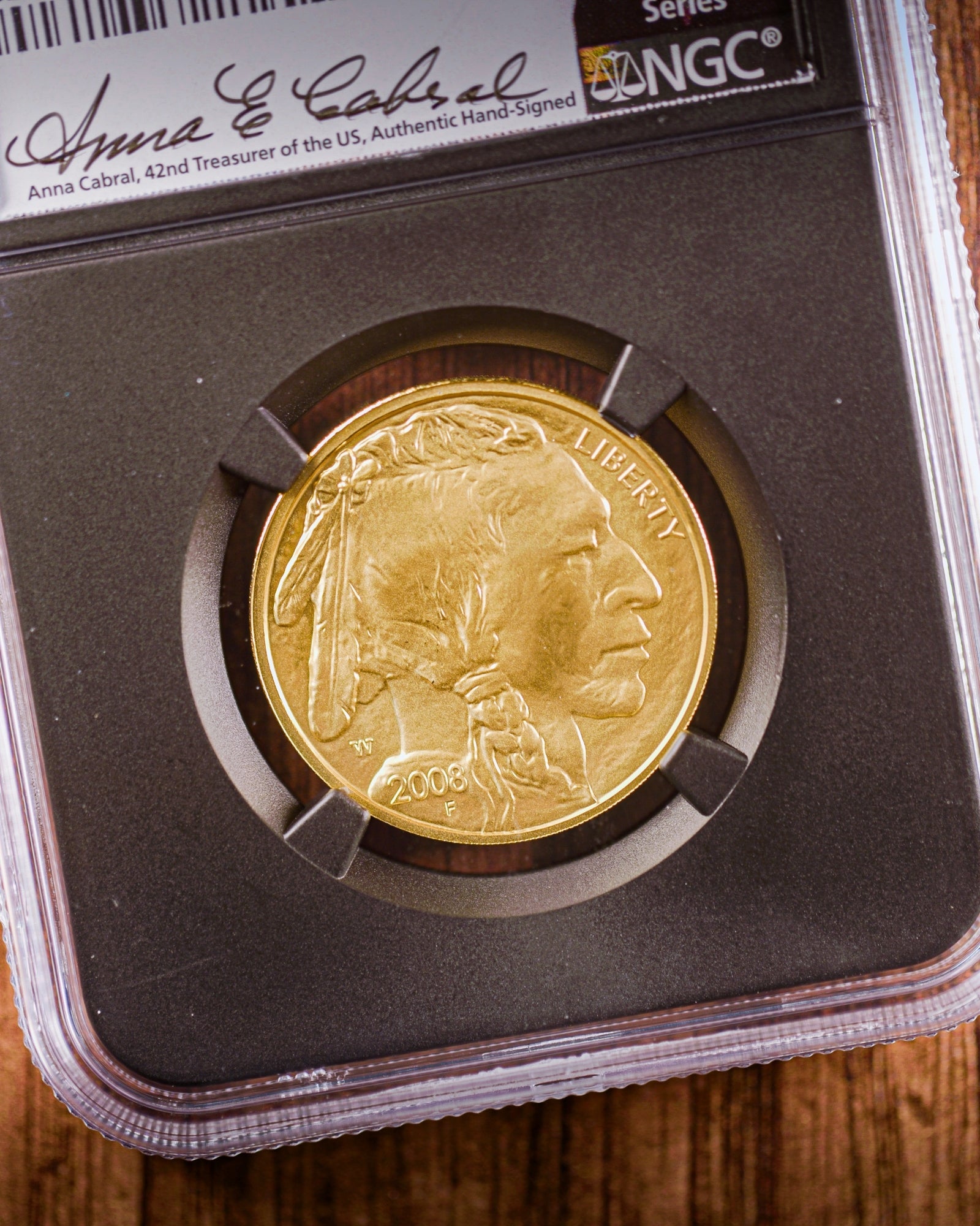2008 W 4PC Burnished Gold Buffalo Set | NGC "Modern Numismatic Masterpieces" MS70 | Anna Cabral Autographed
