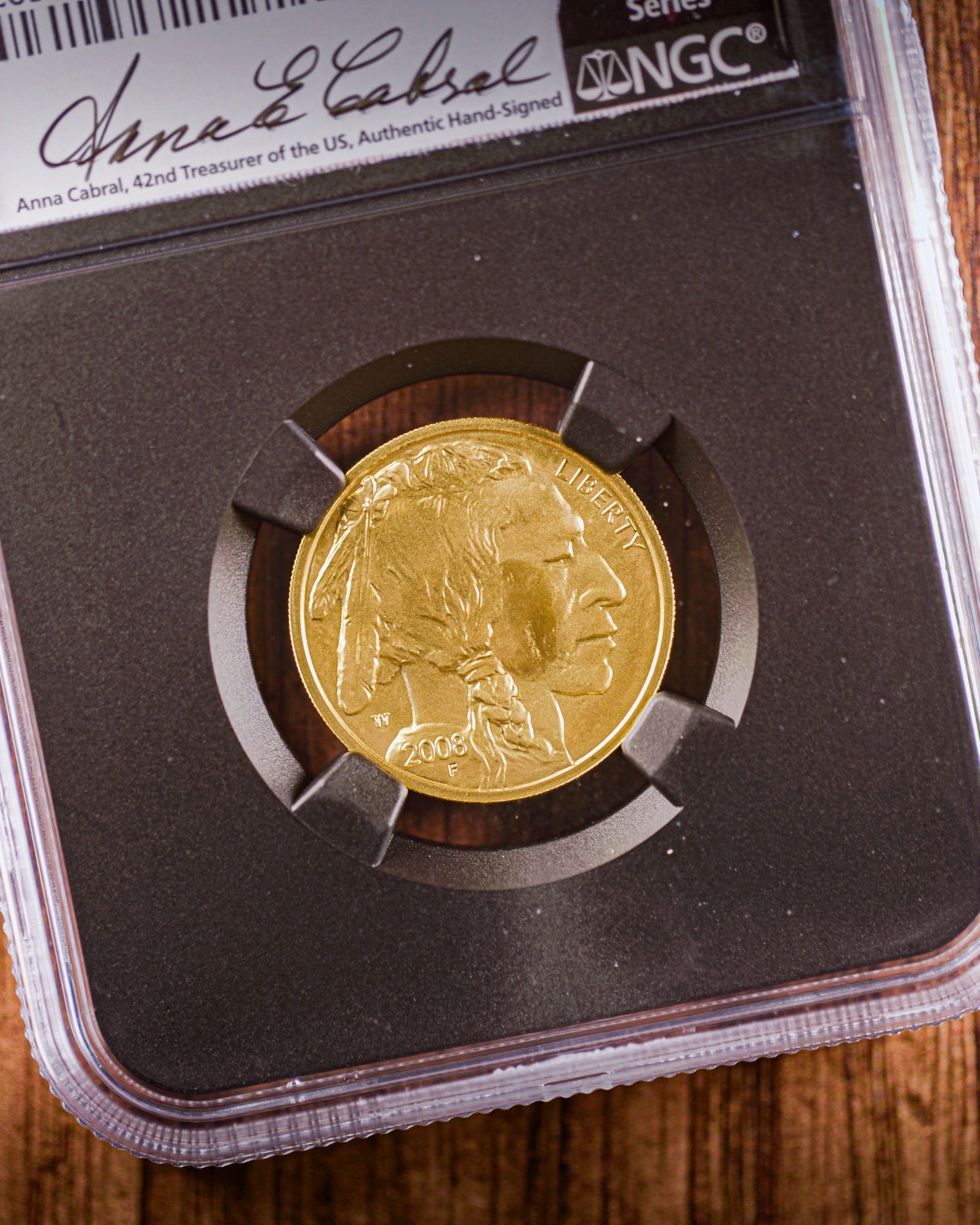 2008 W 4PC Burnished Gold Buffalo Set | NGC "Modern Numismatic Masterpieces" MS70 | Anna Cabral Autographed