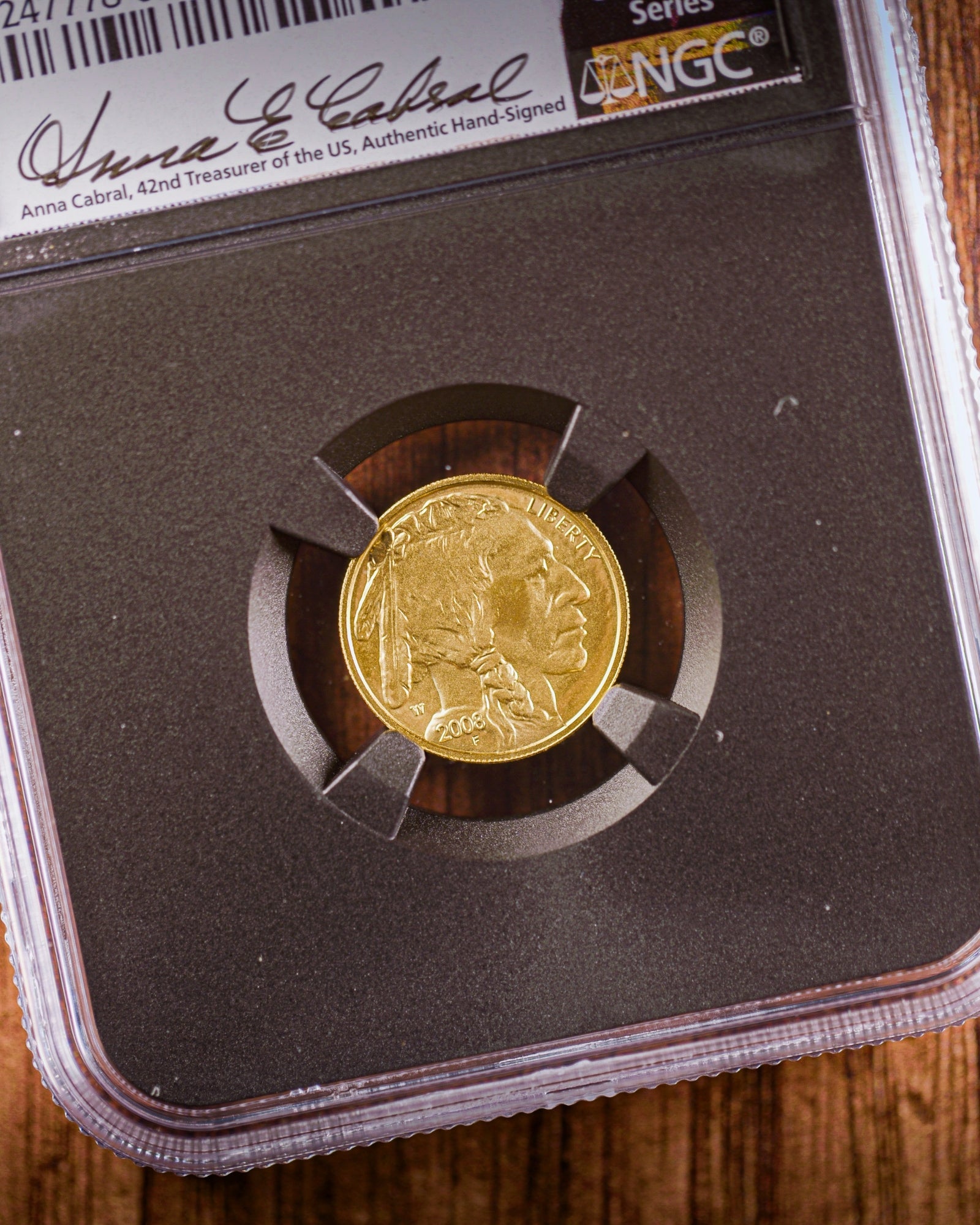 2008 W 4PC Burnished Gold Buffalo Set | NGC "Modern Numismatic Masterpieces" MS70 | Anna Cabral Autographed