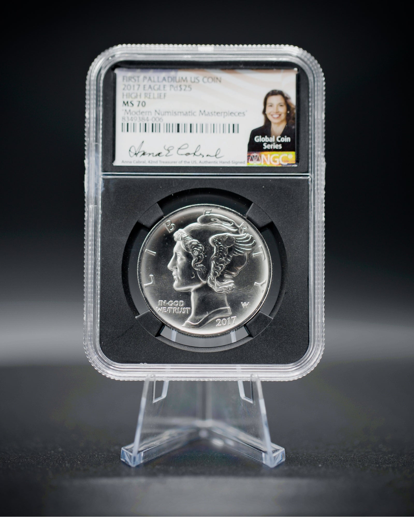 2017 $25 Palladium Eagle | NGC "Modern Numismatic Masterpieces" MS70 | Anna Cabral Autographed