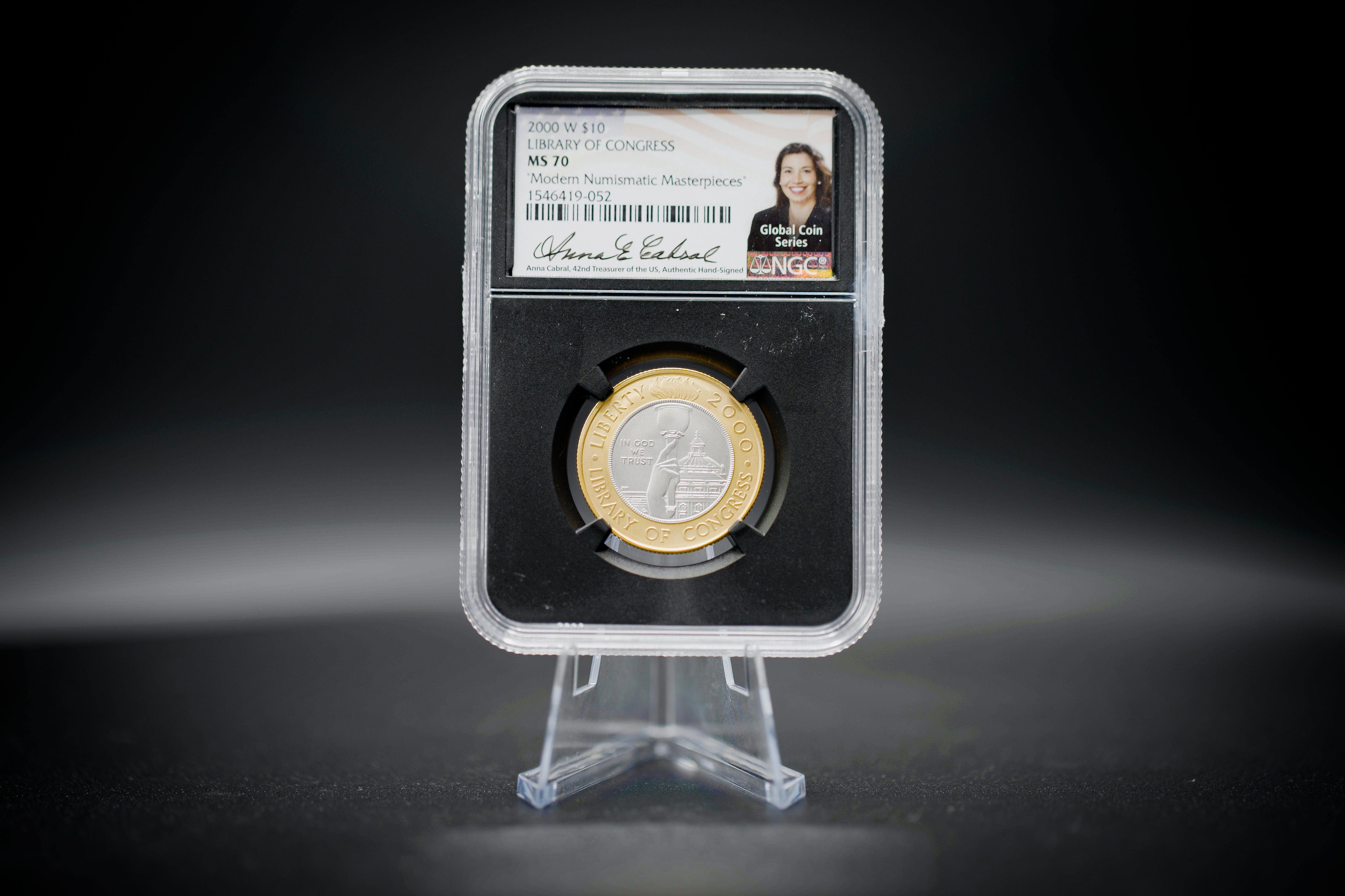 2000 W $10 Library of Congress | NGC "Modern Numismatic Masterpieces" MS70 | Anna Cabral Autographed