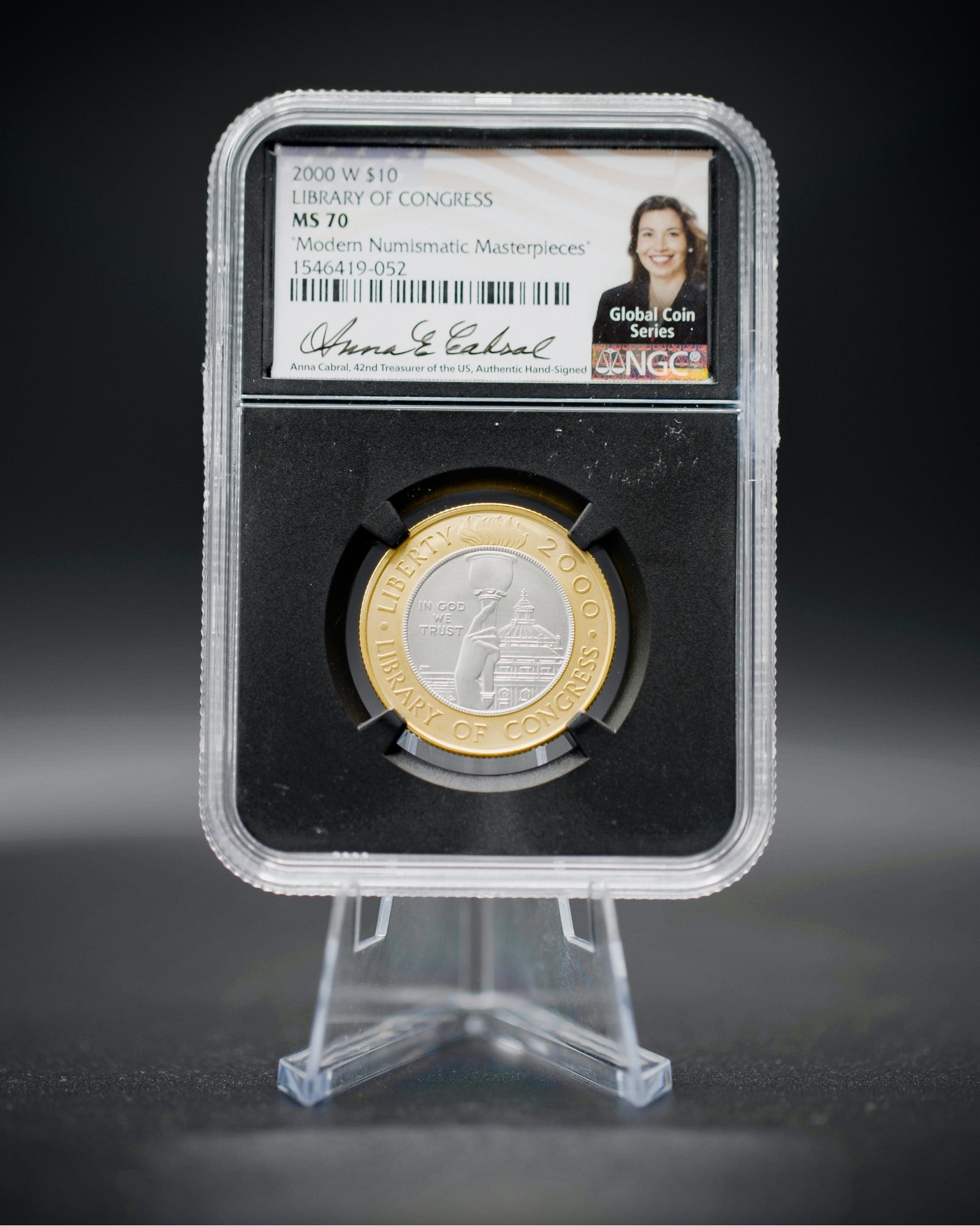 2000 W $10 Library of Congress | NGC "Modern Numismatic Masterpieces" MS70 | Anna Cabral Autographed