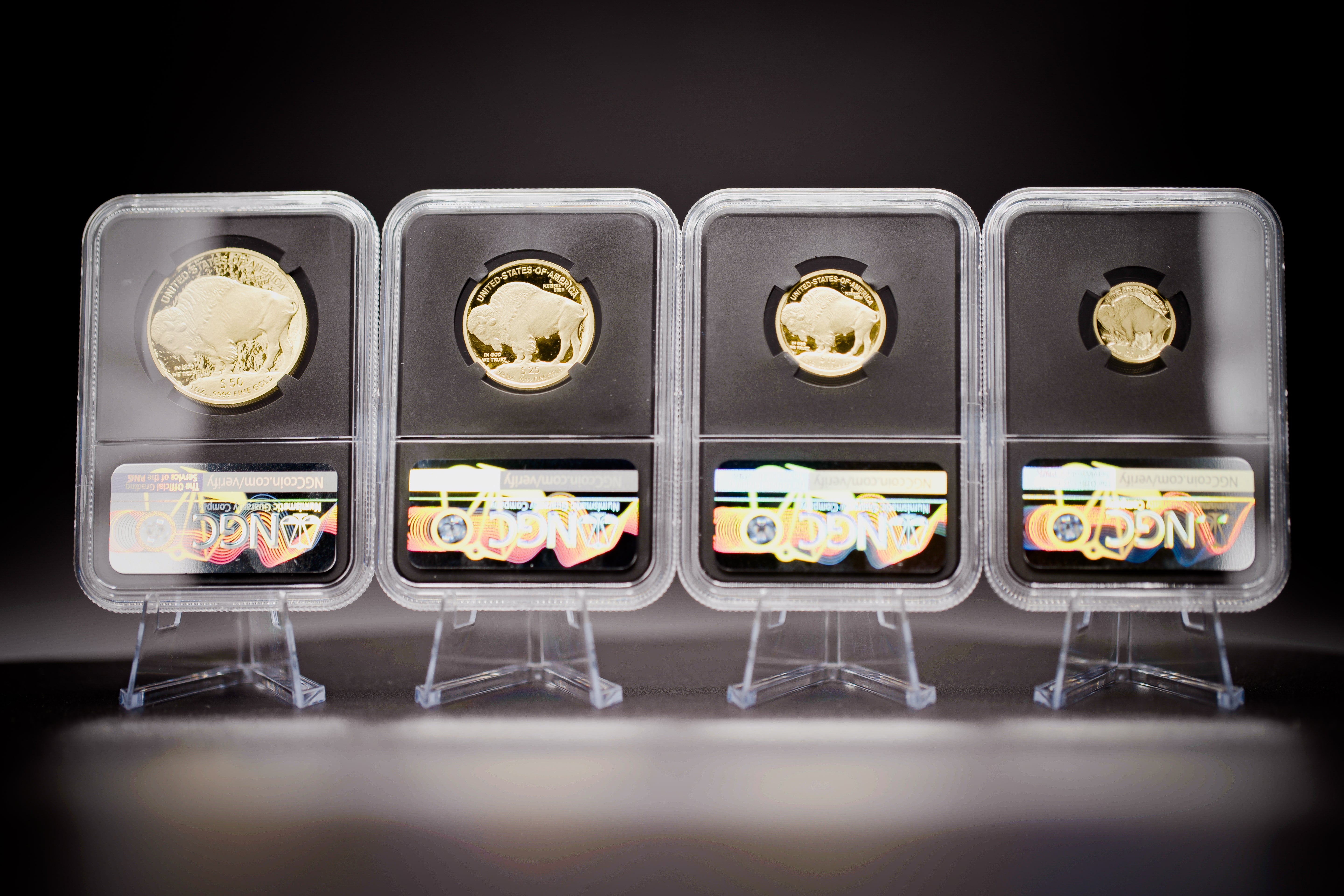 2008 W 4PC Proof Gold Buffalo Set | NGC "Modern Numismatic Masterpieces" PF70 | Anna Cabral Autographed