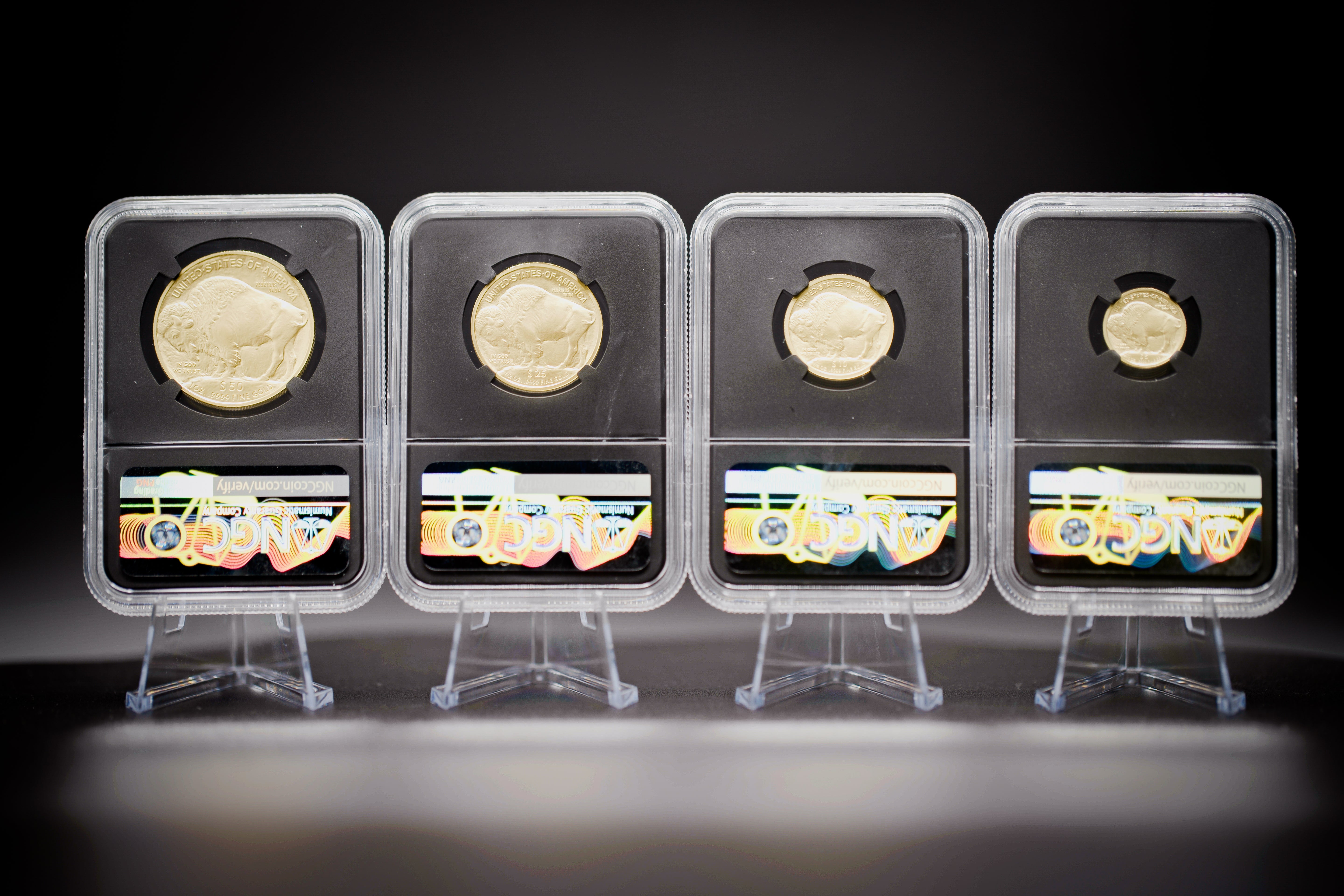 2008 W 4PC Burnished Gold Buffalo Set | NGC "Modern Numismatic Masterpieces" MS70 | Anna Cabral Autographed