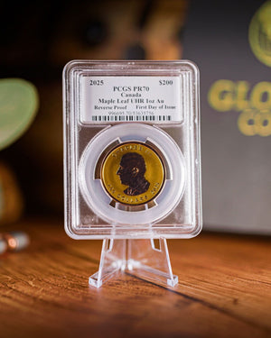 2025 1 oz Ultra High Relief Gold Maple Leaf | First Day of Issue PCGS PR70DCAM | Steven Rosati Autographed