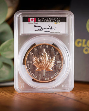 2025 Ultra High Relief 5 oz Silver Maple Leaf Reverse Proof | First Day of Issue PCGS PR70 | Steven Rosati Autographed