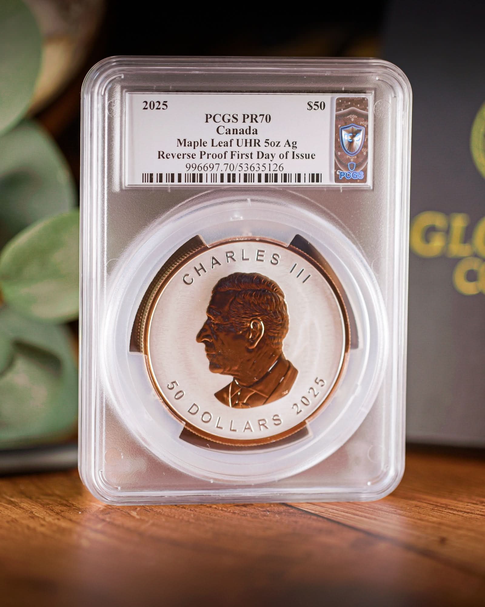 2025 Ultra High Relief 5 oz Silver Maple Leaf Reverse Proof | First Day of Issue PCGS PR70 | Steven Rosati Autographed
