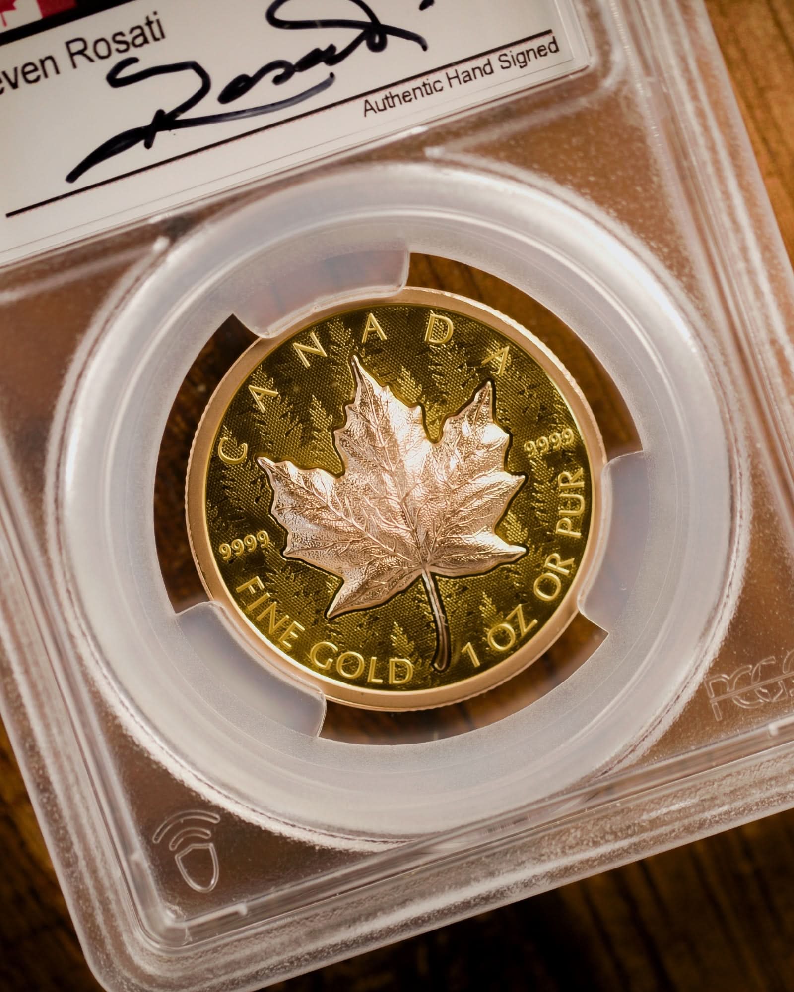 2025 1 oz Ultra High Relief Gold Maple Leaf | First Day of Issue PCGS PR70DCAM | Steven Rosati Autographed