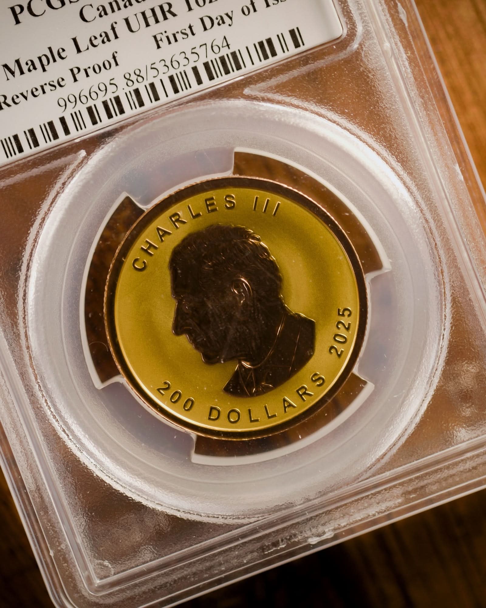 2025 Ultra High Relief 1 oz Gold Maple Leaf Reverse Proof Coin | First Day of Issue PCGS PR70 | Steven Rosati Autographed