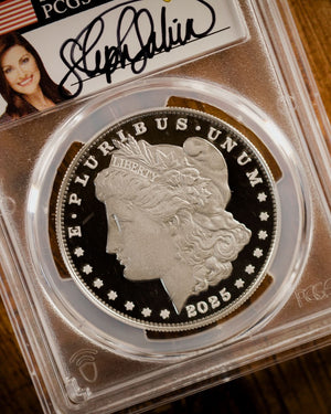 2025 2-Piece Morgan and Peace Dollar Set | Advanced Release PCGS PR70DCAM | Stephanie Sabin Autographed