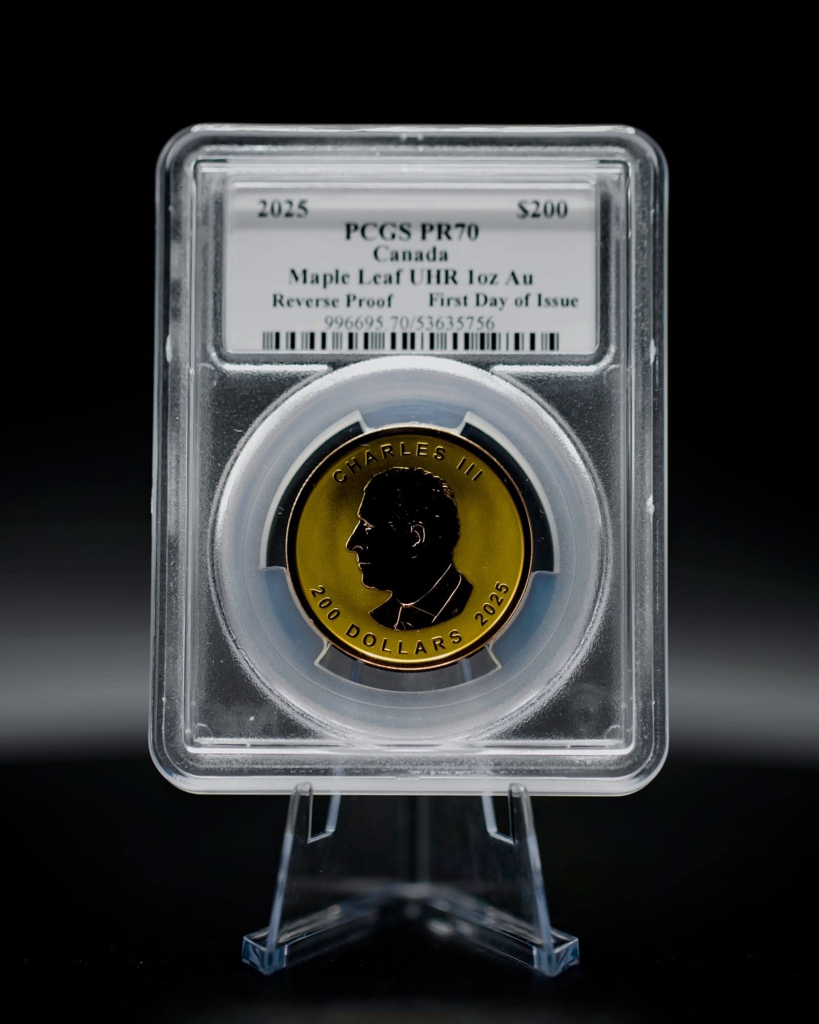 2025 1 oz Ultra High Relief Gold Maple Leaf | First Day of Issue PCGS PR70DCAM | Steven Rosati Autographed