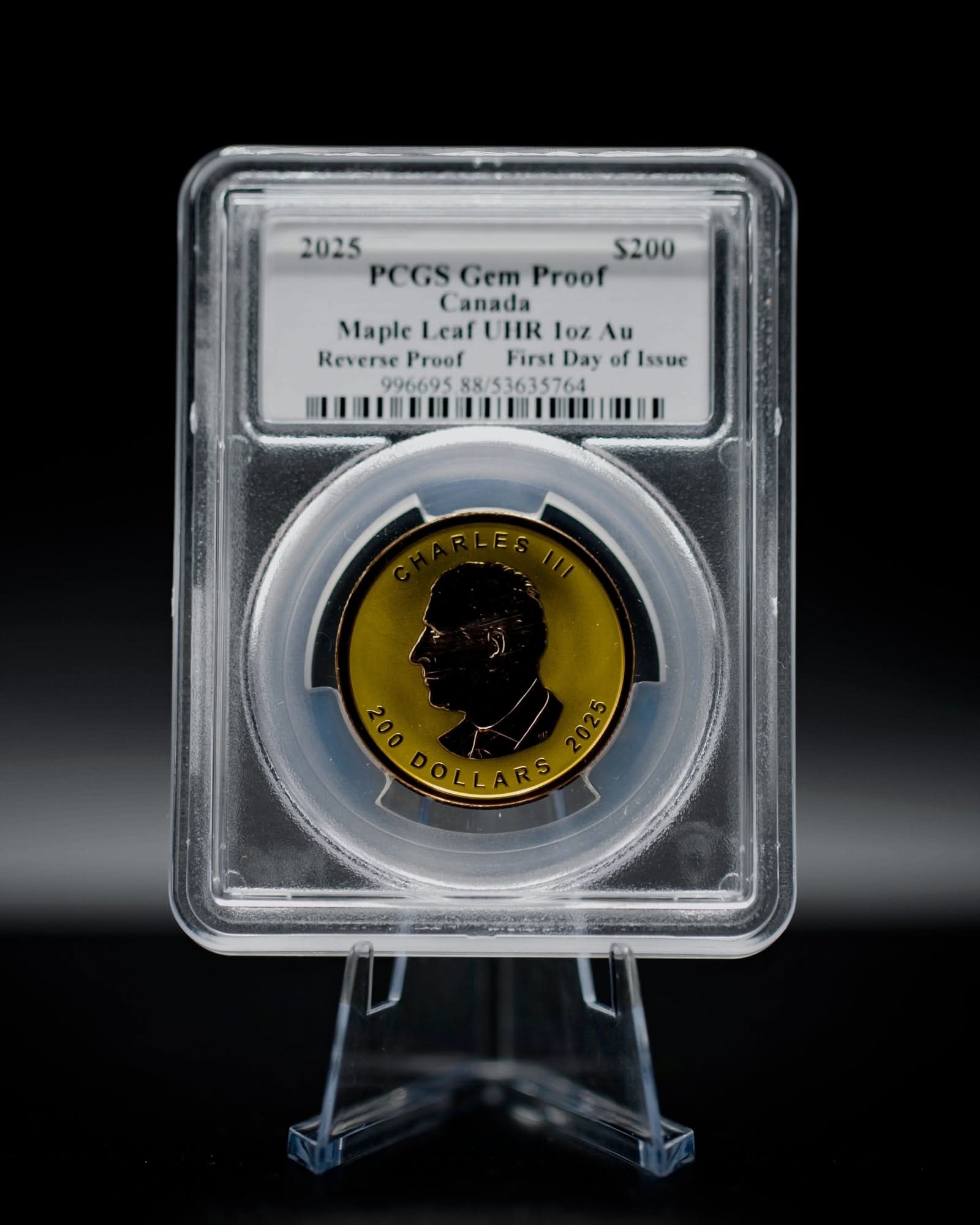2025 Ultra High Relief 1 oz Gold Maple Leaf Reverse Proof Coin | First Day of Issue PCGS PR70 | Steven Rosati Autographed