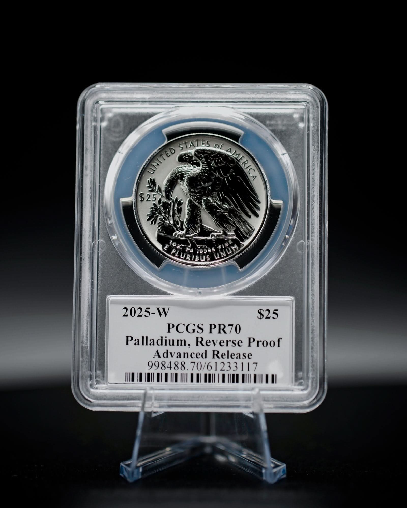 2025-W $25 Palladium American Eagle Reverse Proof | Advanced Release PCGS PR70DCAM | Stephanie Sabin Autographed