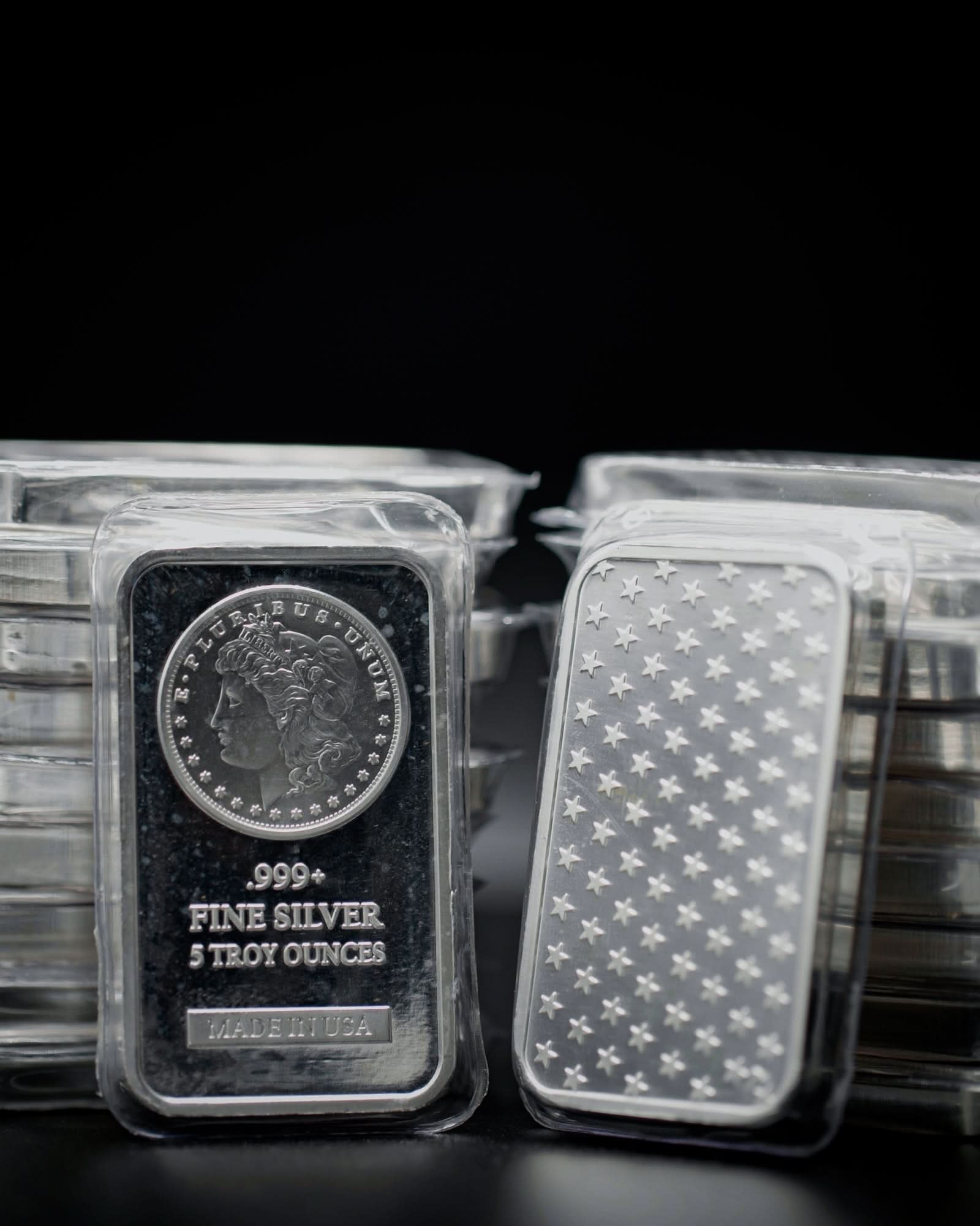 5 Troy oz .999 Fine Silver Bar - Morgan Dollar Design