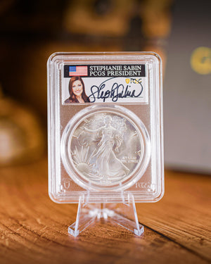 1986 $1 Silver Eagle | PCGS "Modern Numismatic Masterpieces" MS70 | Stephanie Sabin Autographed