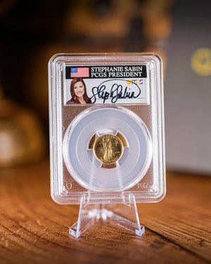 1999 "W" $5 Gold Eagle Unfinished Dies | PCGS "Modern Numismatic Masterpieces" MS70 | Stephanie Sabin Autographed