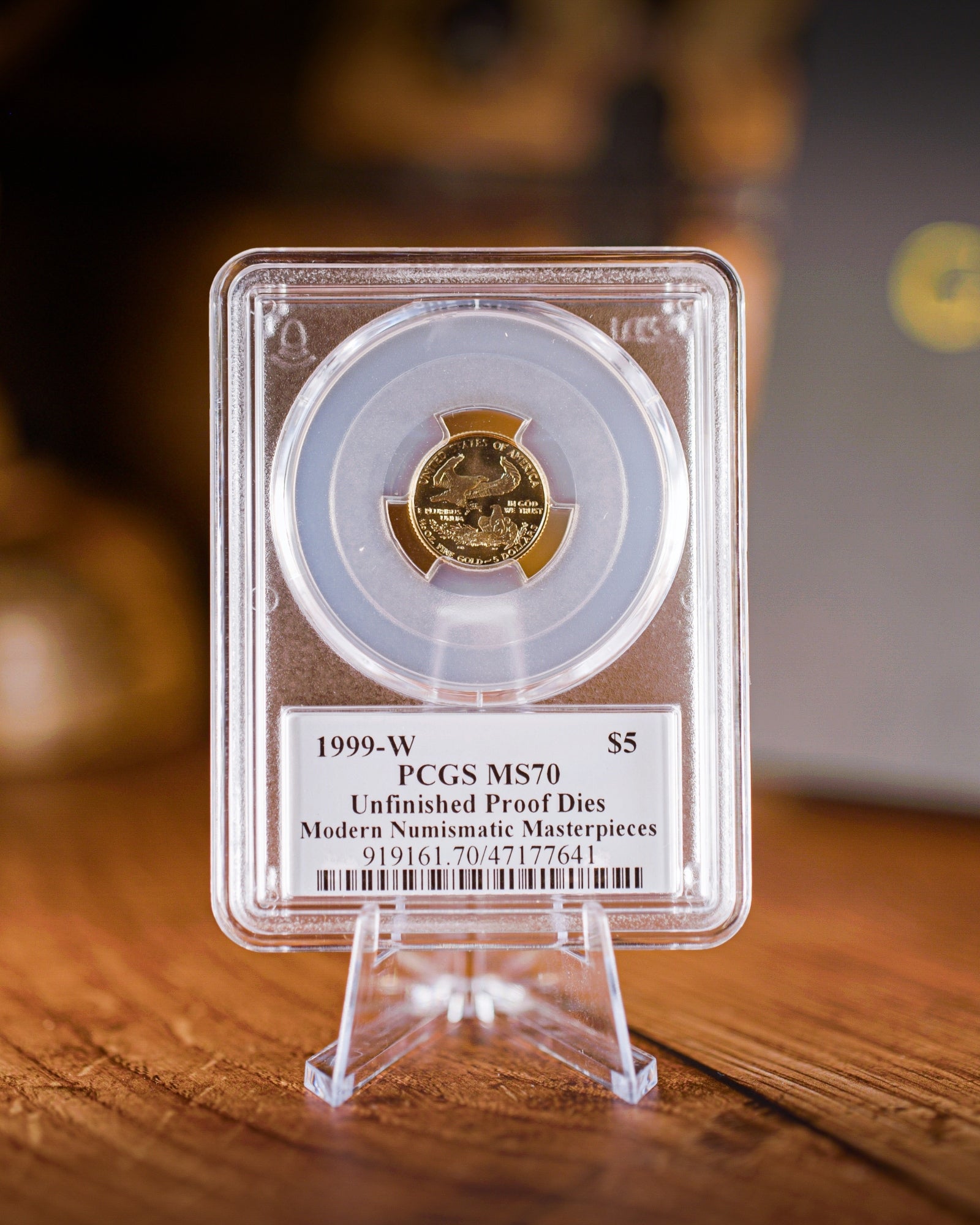 1999 "W" $5 Gold Eagle Unfinished Dies | PCGS "Modern Numismatic Masterpieces" MS70 | Stephanie Sabin Autographed