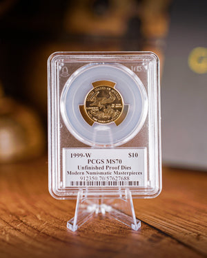 1999 "W" $10 Gold Eagle Unfinished Dies | PCGS "Modern Numismatic Masterpieces" MS70 | Stephanie Sabin Autographed