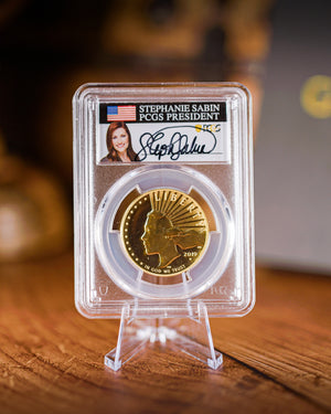 2019 $100 Gold High Relief | PCGS "Modern Numismatic Masterpieces" SP70 PL | Stephanie Sabin Autographed