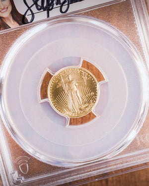 1999 "W" $5 Gold Eagle Unfinished Dies | PCGS "Modern Numismatic Masterpieces" MS70 | Stephanie Sabin Autographed