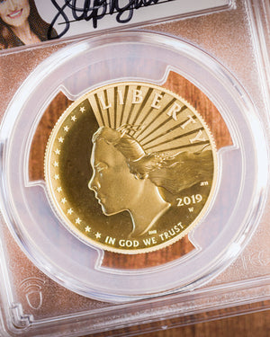 2019 $100 Gold High Relief | PCGS "Modern Numismatic Masterpieces" SP70 PL | Stephanie Sabin Autographed