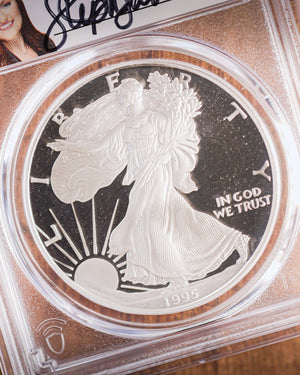 1995 "W" $1 Proof Silver Eagle | PCGS "Modern Numismatic Masterpieces" PR70 | Stephanie Sabin Autographed