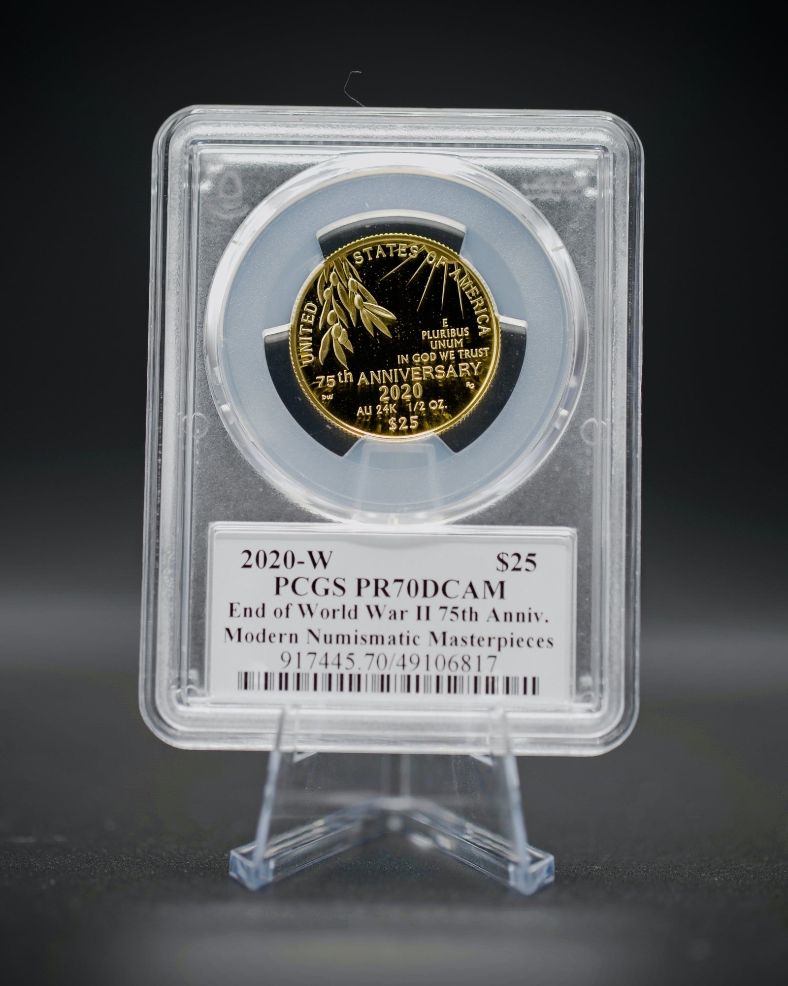 2020 $25 End of WWII Gold | PCGS "Modern Numismatic Masterpieces" PR70 | Stephanie Sabin Autographed