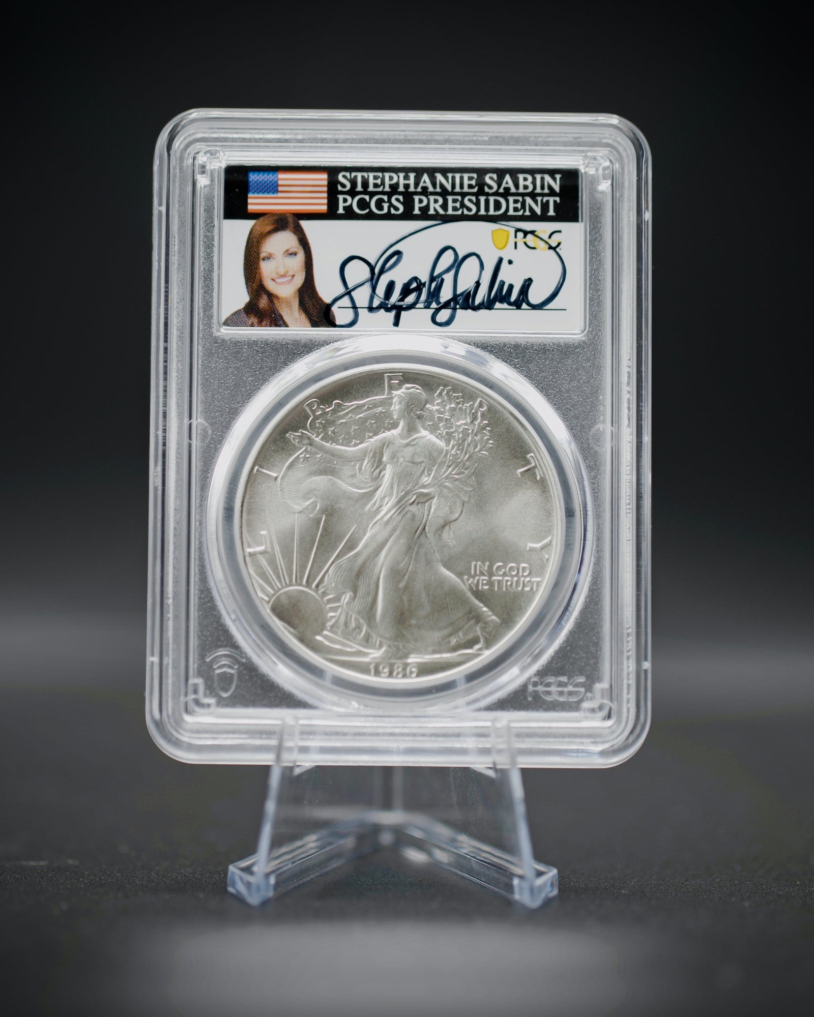 1986 $1 Silver Eagle | PCGS "Modern Numismatic Masterpieces" MS70 | Stephanie Sabin Autographed