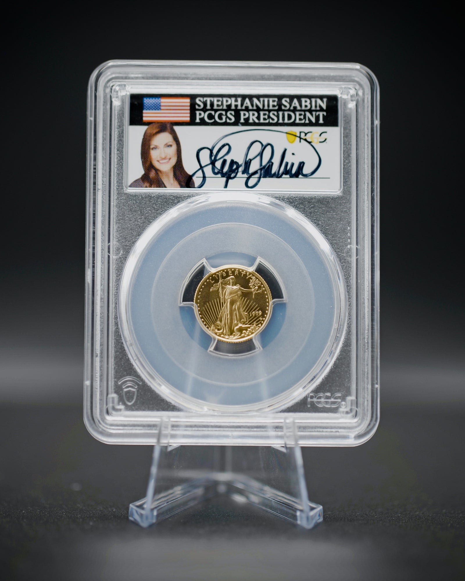 1999 "W" $5 Gold Eagle Unfinished Dies | PCGS "Modern Numismatic Masterpieces" MS70 | Stephanie Sabin Autographed