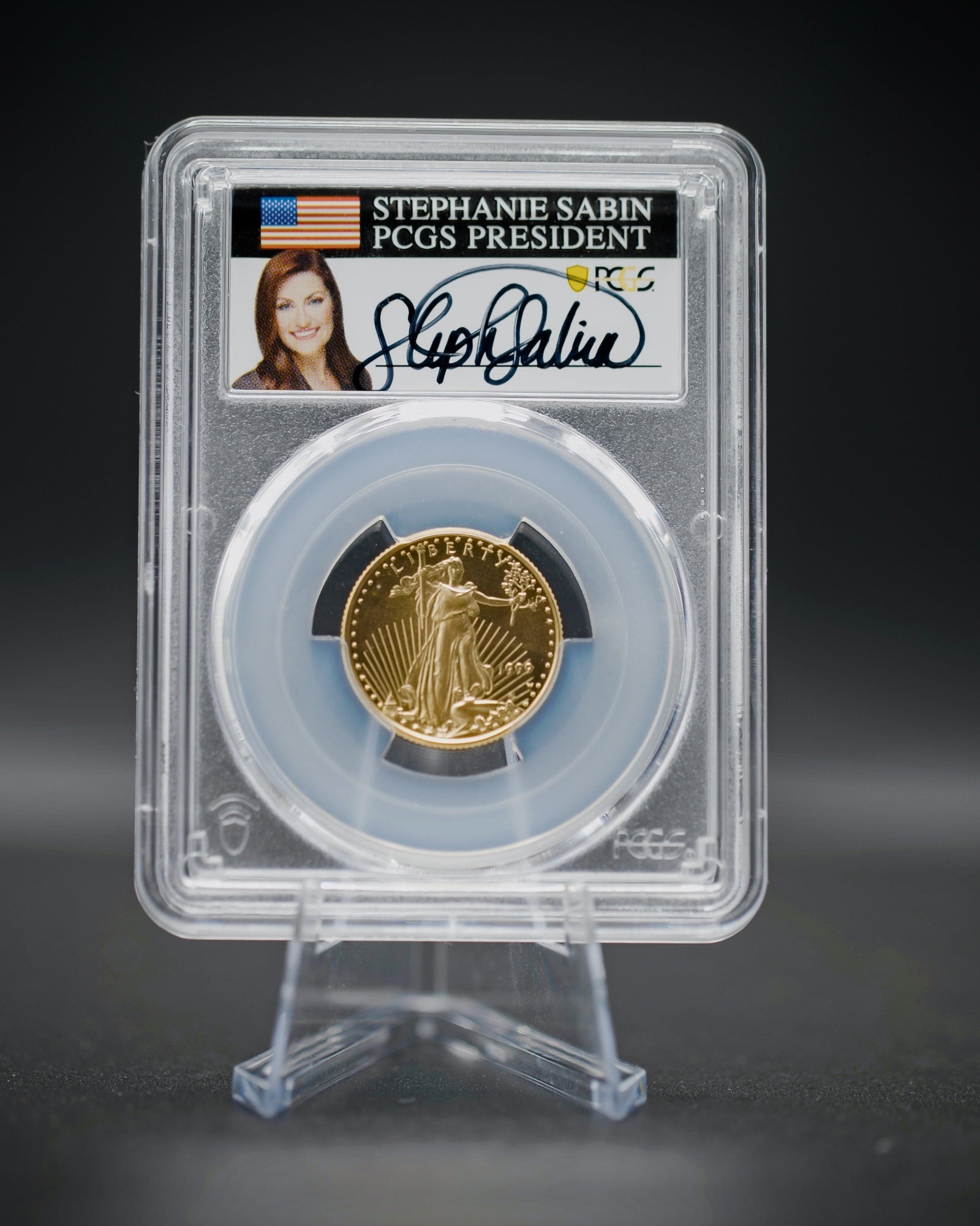 1999 "W" $10 Gold Eagle Unfinished Dies | PCGS "Modern Numismatic Masterpieces" MS70 | Stephanie Sabin Autographed
