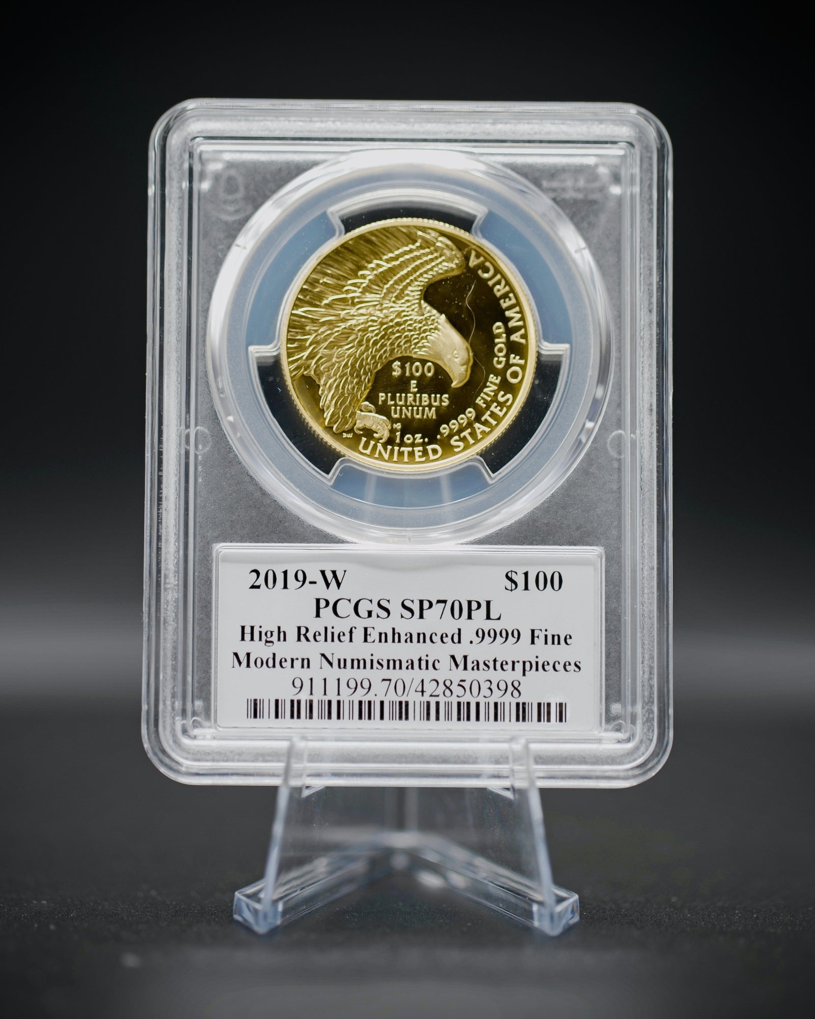 2019 $100 Gold High Relief | PCGS "Modern Numismatic Masterpieces" SP70 PL | Stephanie Sabin Autographed