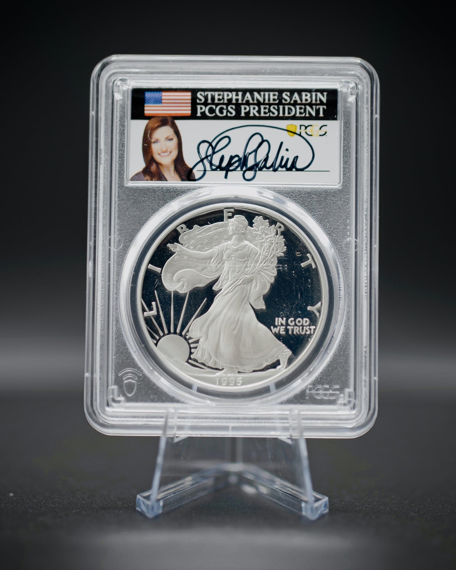 1995 "W" $1 Proof Silver Eagle | PCGS "Modern Numismatic Masterpieces" PR70 | Stephanie Sabin Autographed