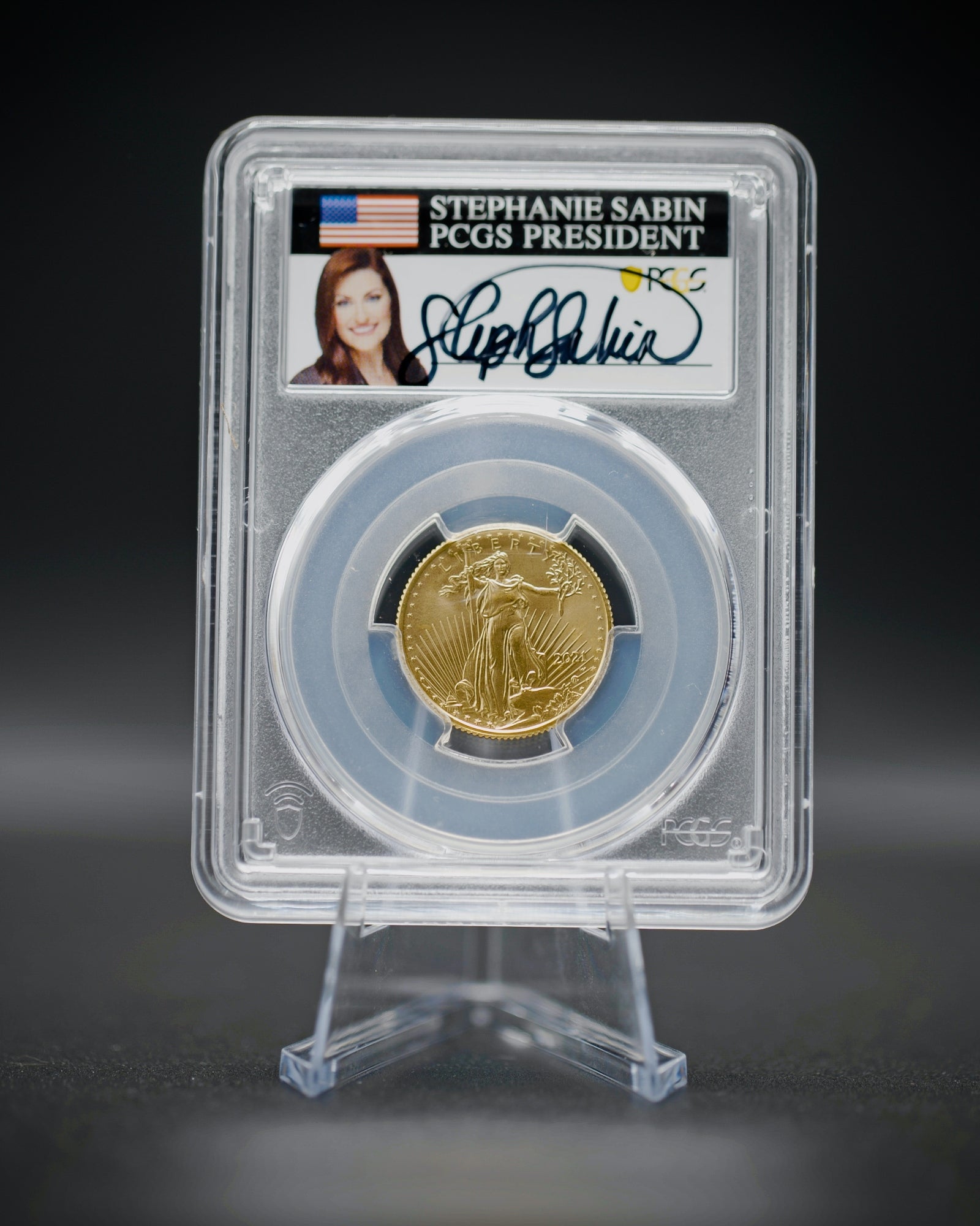 2021 W $10 Gold Eagle Type 2 Unfinished Dies | PCGS "Modern Numismatic Masterpieces" MS70 | Stephanie Sabin Autographed