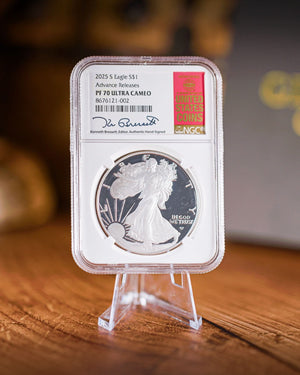 2025-S Proof American Silver Eagle | Advance Release NGC PR70 Deep Cameo | Kenneth Bressett Autographed
