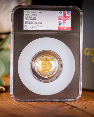 2025 Heart Diamond Pure Gold Diamond-Shaped Coin | NGC PF70 Matte | Jody Clark Autographed
