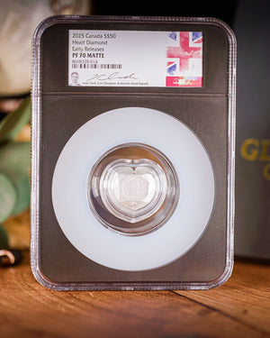 2025 Heart Diamond Fine Silver Diamond-Shaped Coin | NGC PF70 Matte | Jody Clark Autographed