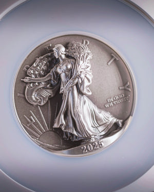 2025 $1 5oz Silver Eagle Type 2 Beyond Relief Coming to Life | Antique Mint State NGC MS70 | Anna Cabral Autographed