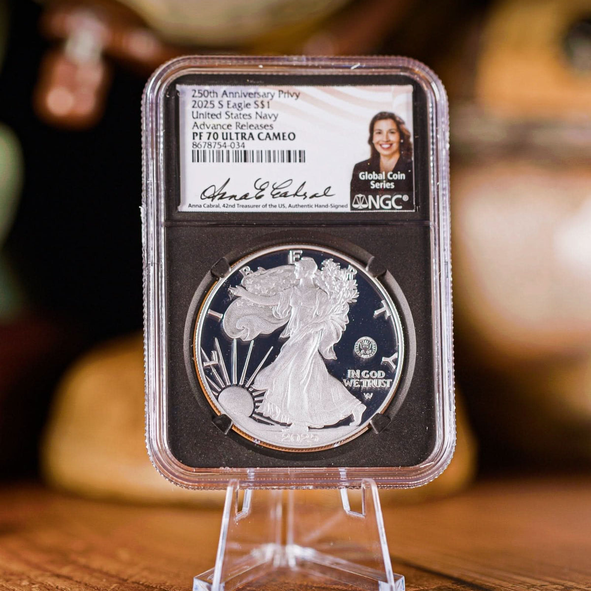 2025-W Navy 250th Anniversary Proof Silver Eagle PF70