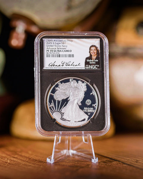 2025-W Navy 250th Anniversary Proof Silver Eagle PF70