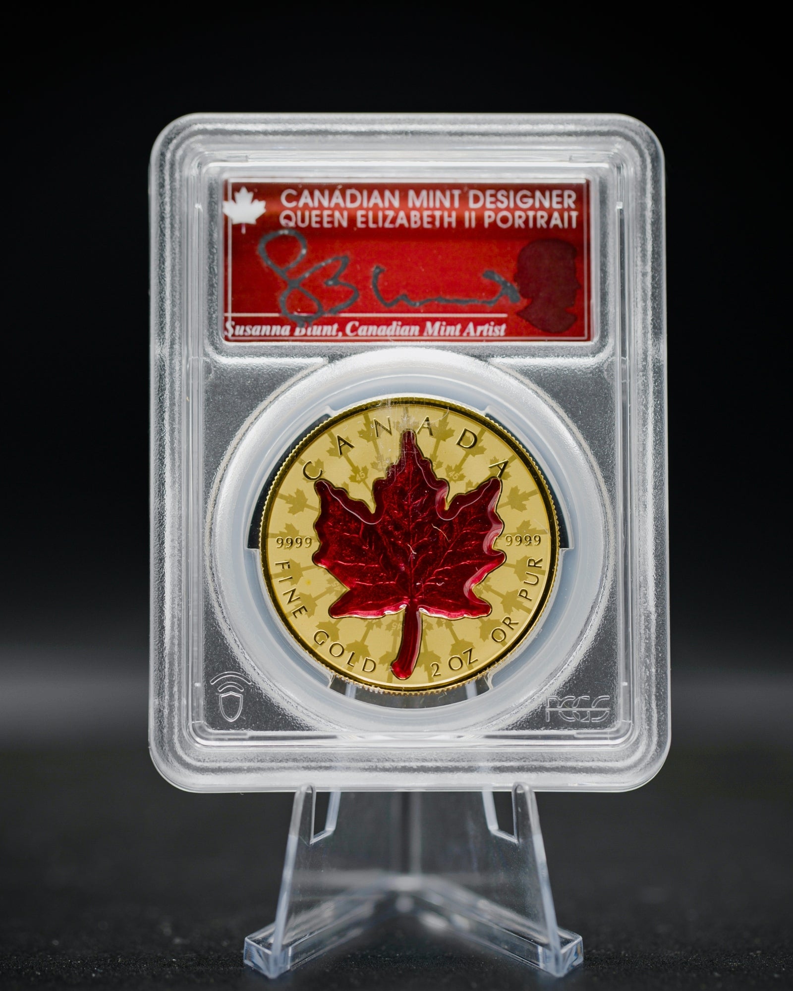 2024 Proud Maple 2 oz. Pure Gold Coin | PR70 Reverse Proof First Day of Issue | Susanna Blunt Autographed