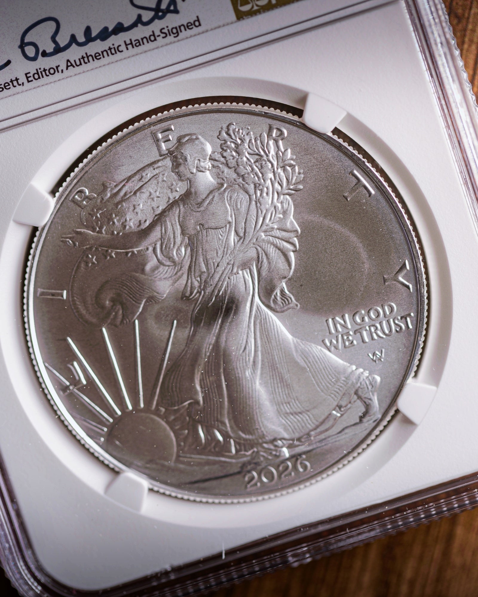 2026 $1 American Silver Eagle | MS70 First Day of Issue | Kenneth Bressett Autographed