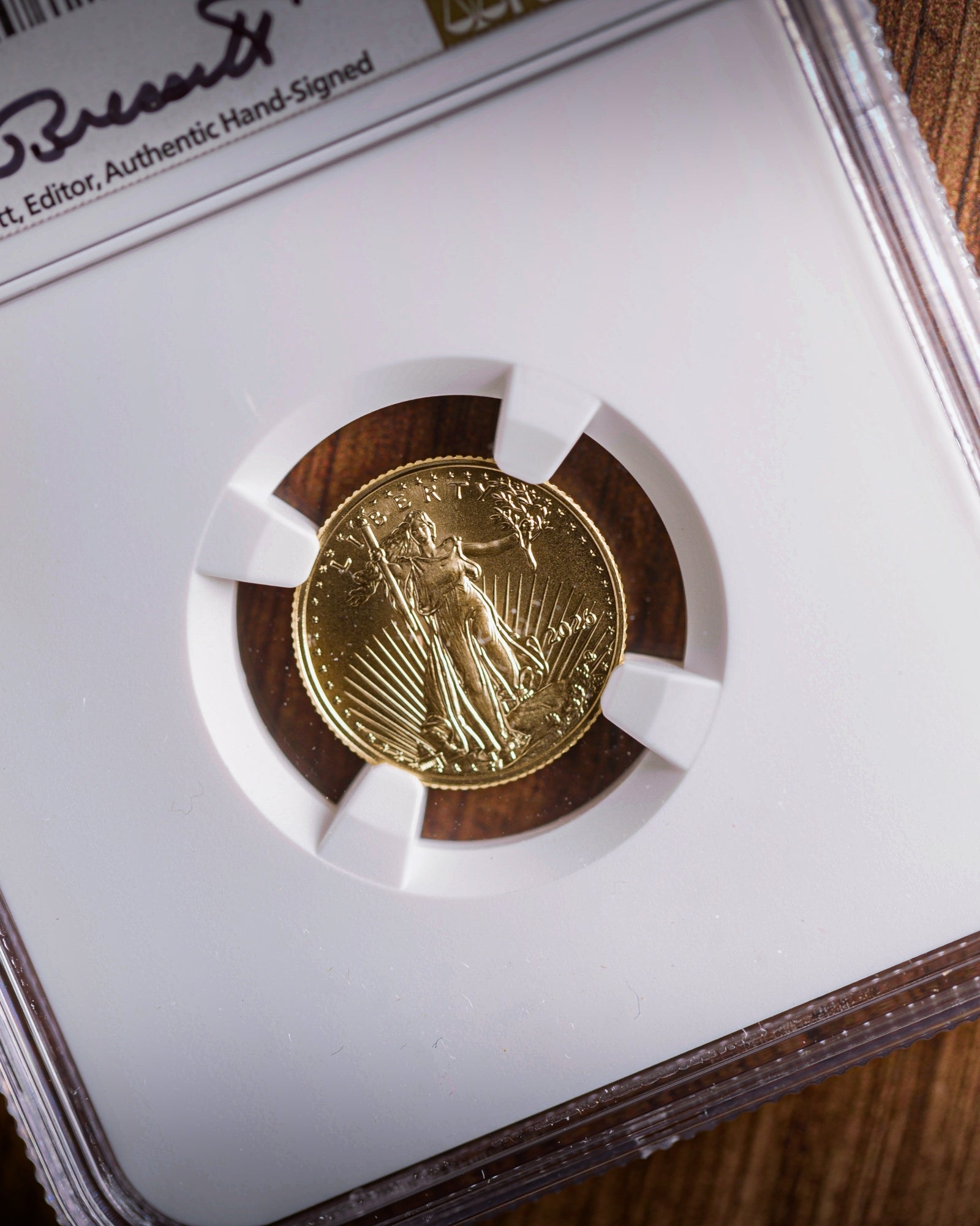 2026 $5 American Gold Eagle | MS70 First Day of Issue | Kenneth Bressett Autographed