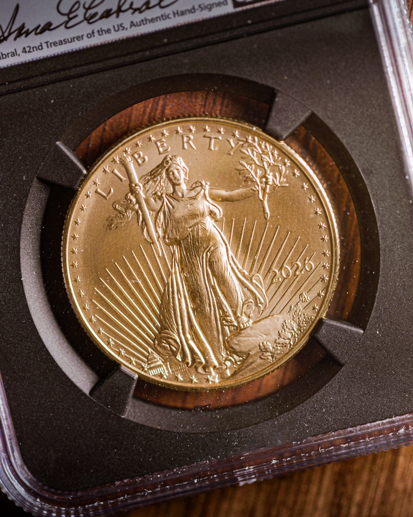 2026 $50 American Gold Eagle | MS70 First Day of Issue | Anna Escobedo Cabral Autographed