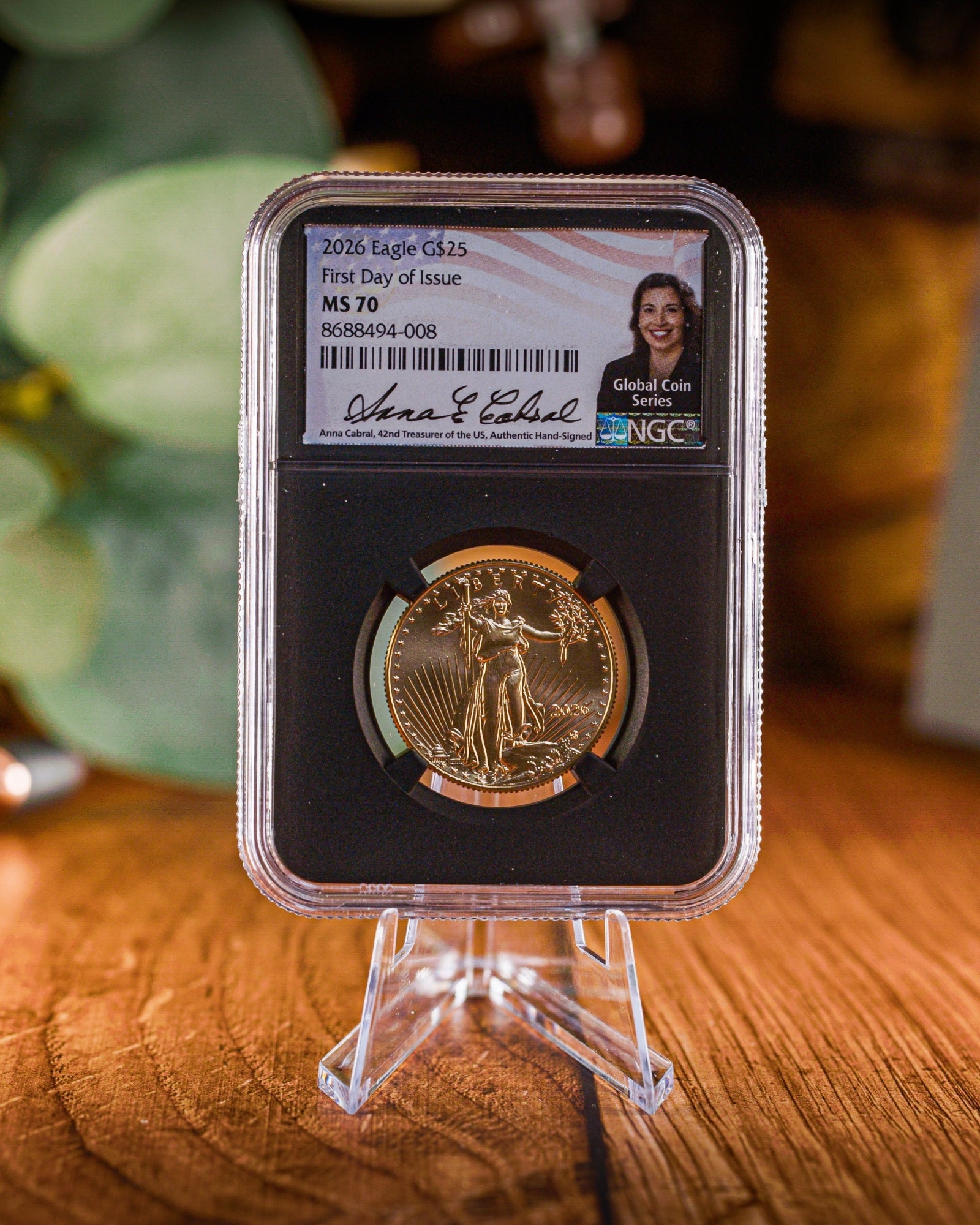2026 $25 American Gold Eagle | MS70 First Day of Issue | Anna Escobedo Cabral Autographed