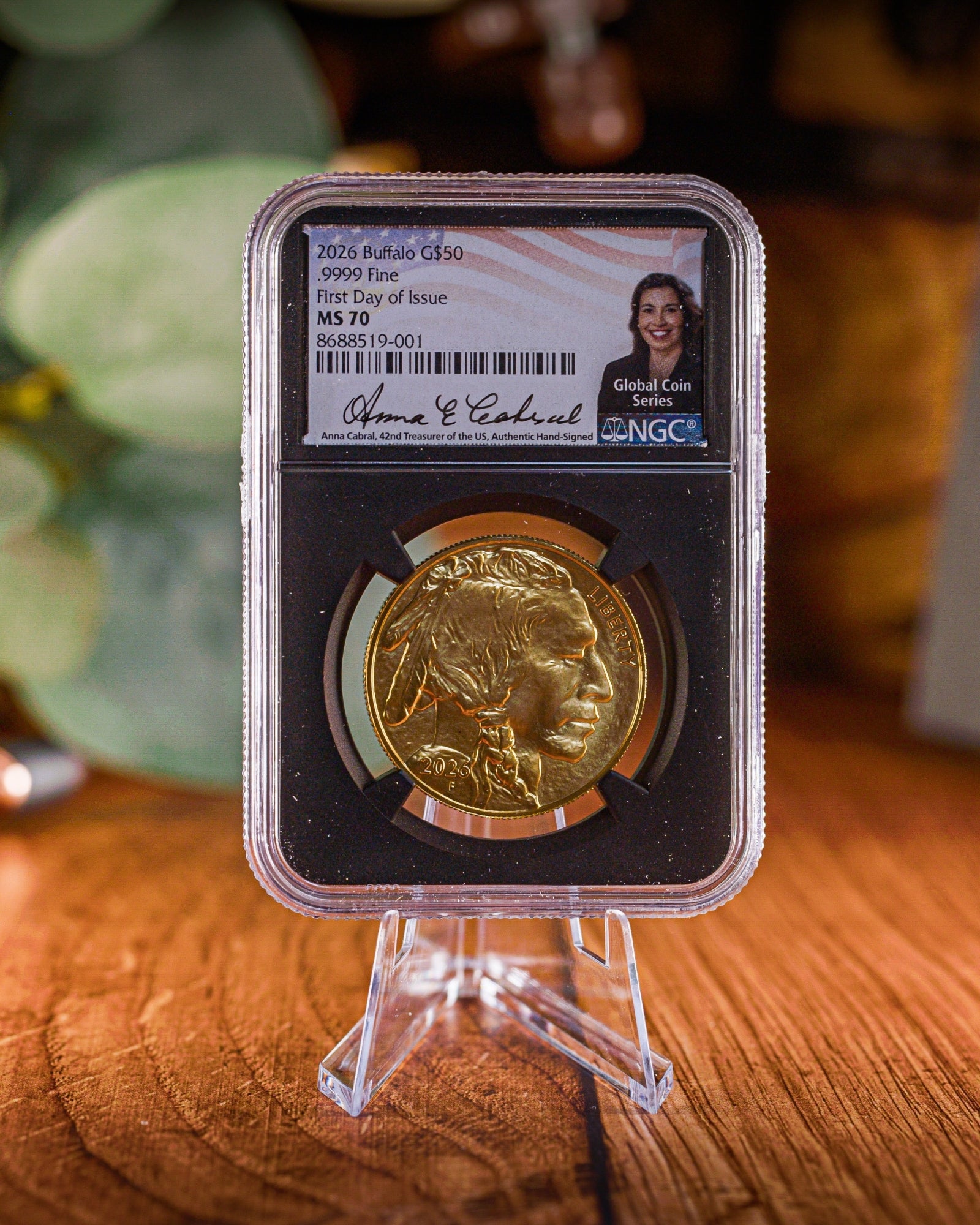 2026 $50 American Gold Buffalo | MS70 First Day of Issue | Anna Escobedo Cabral Autographed