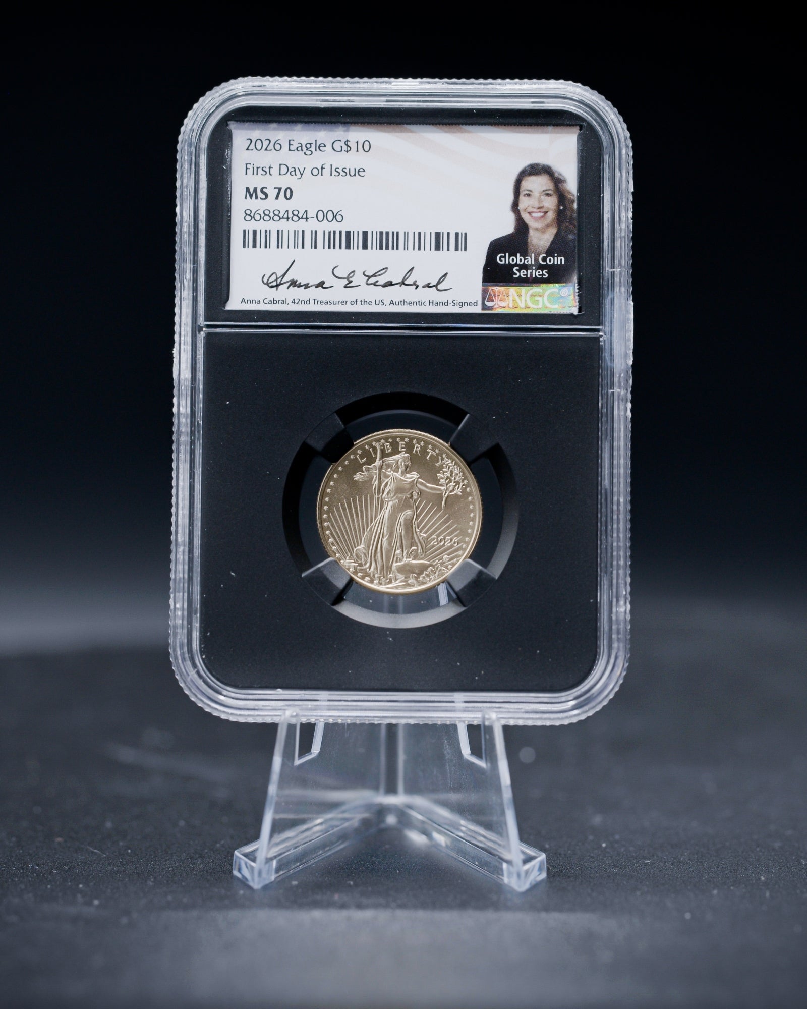 2026 $10 American Gold Eagle | MS70 First Day of Issue | Anna Escobedo Cabral Autographed