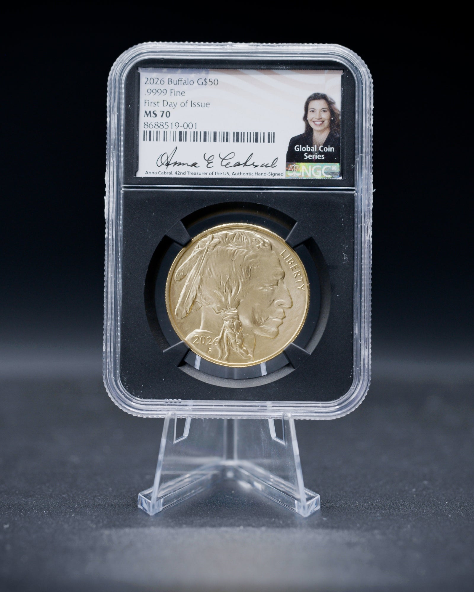 2026 $50 American Gold Buffalo | MS70 First Day of Issue | Anna Escobedo Cabral Autographed