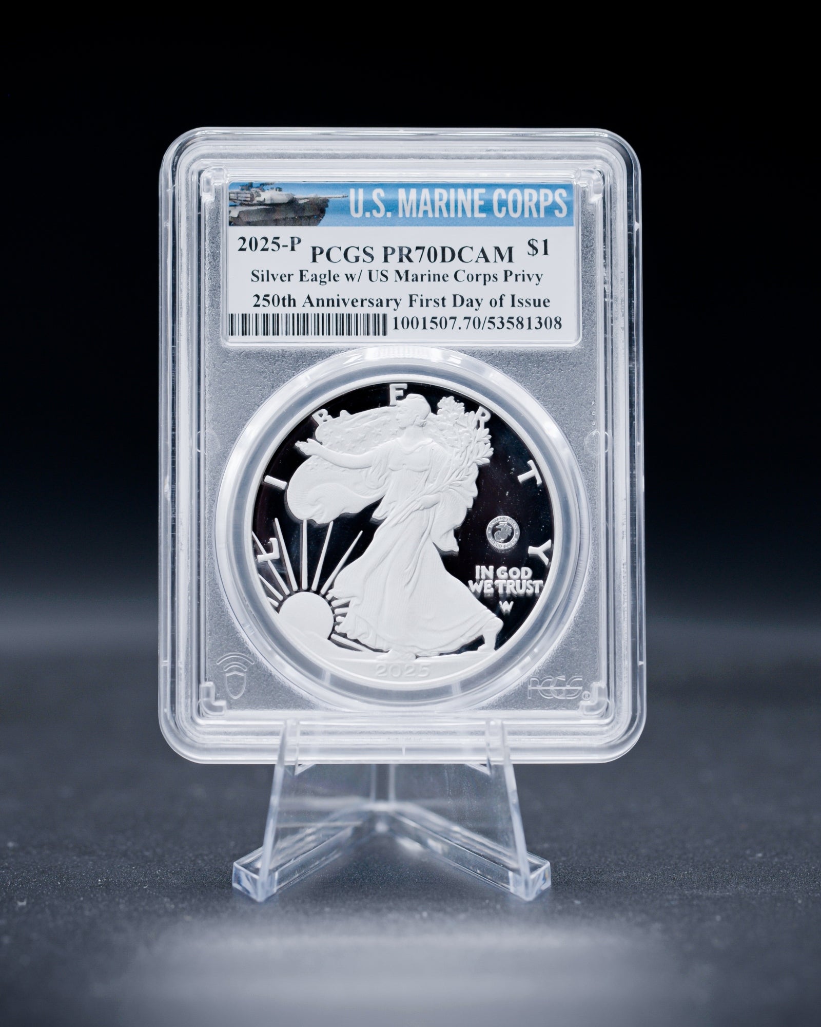2025 P Marine Privy 1 oz Silver Eagle Coin | PCGS First Day of Issue P
